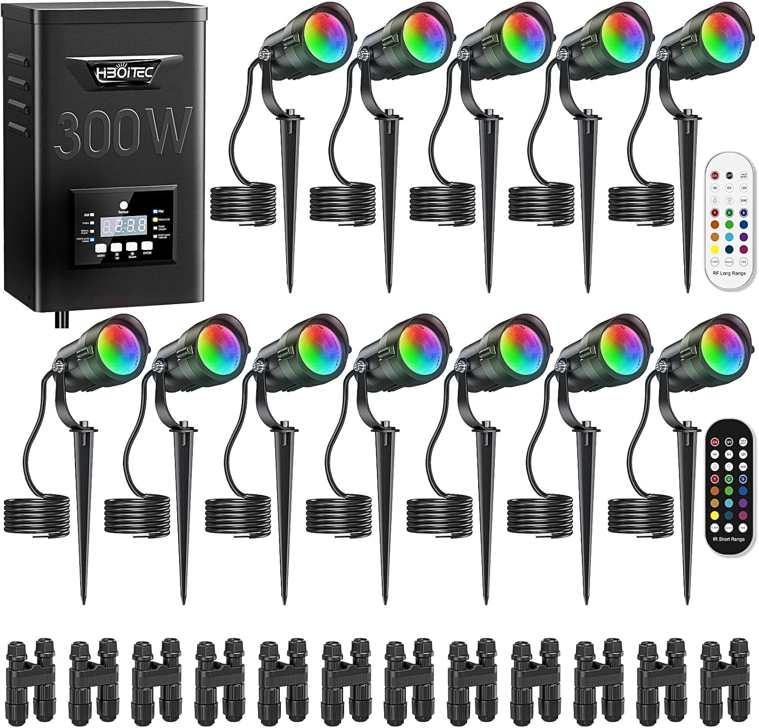 Outdoor Lighting Kit With Transformer - HIBOITEC 12W RGBCWWW Landscape Lighting Kit