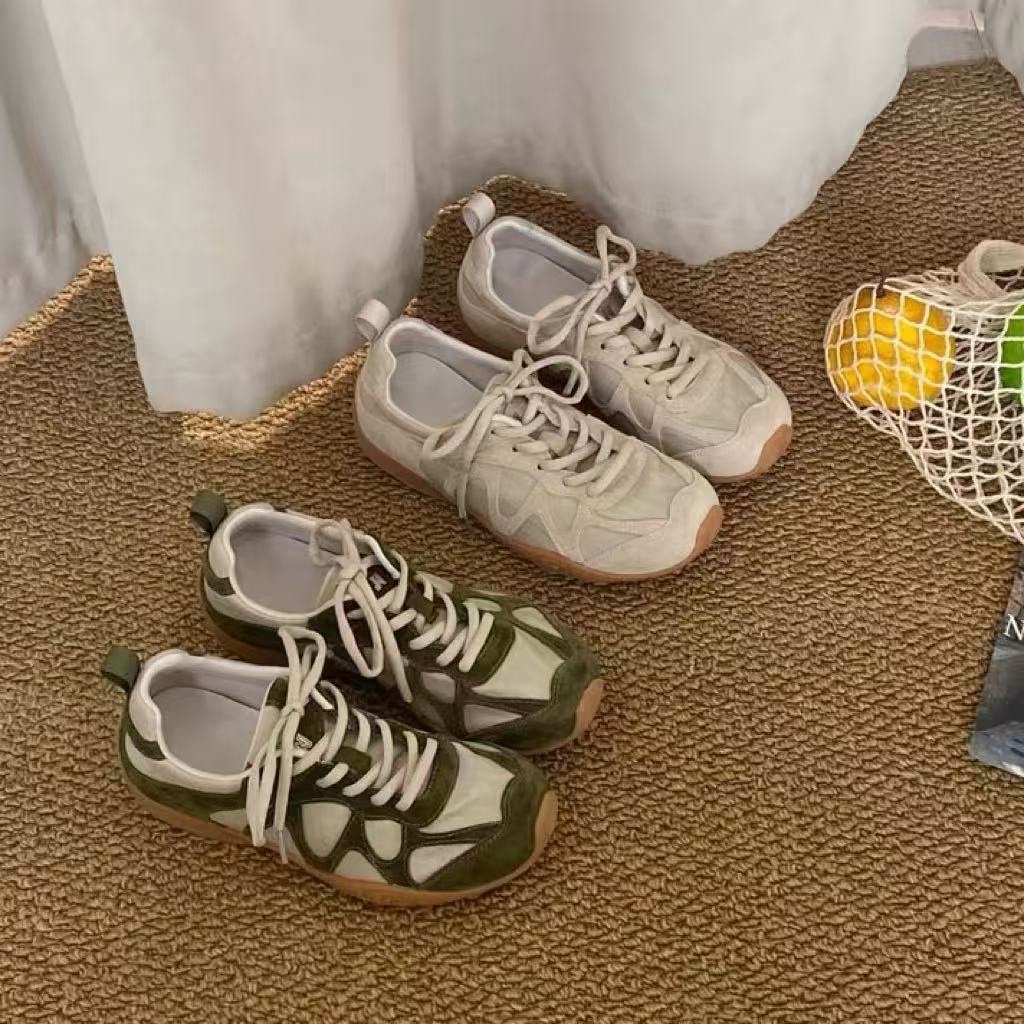 Outdoor Lighting Uplight - Vintage Patchwork Lace Up Sneakers For