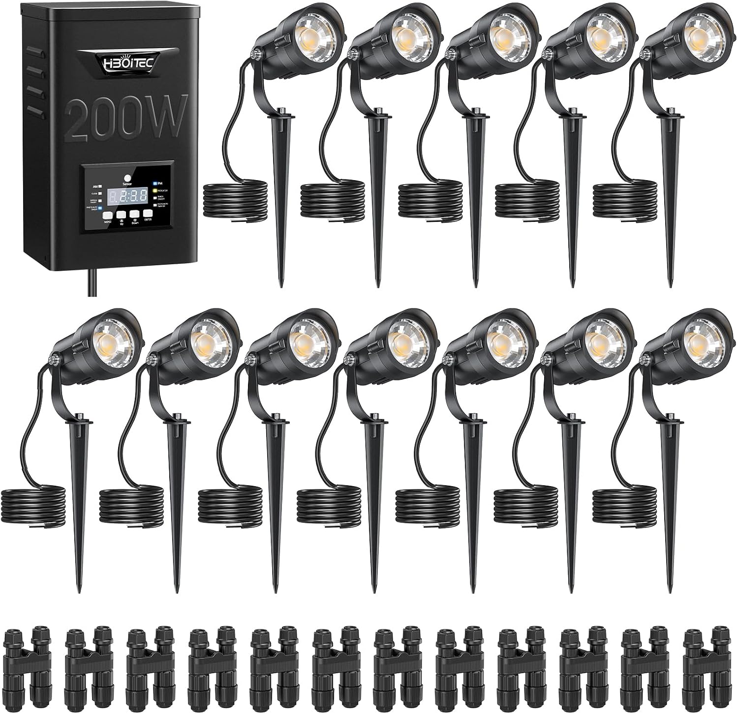 Outdoor Lighting Kit With Transformer - 12W Landscape Lighting Kit 200W Low