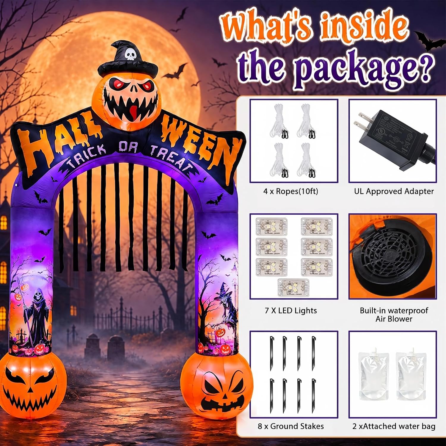 10 Ft Halloween Inflatable Arc - Outdoor Lighting Front Yard 评论和价格