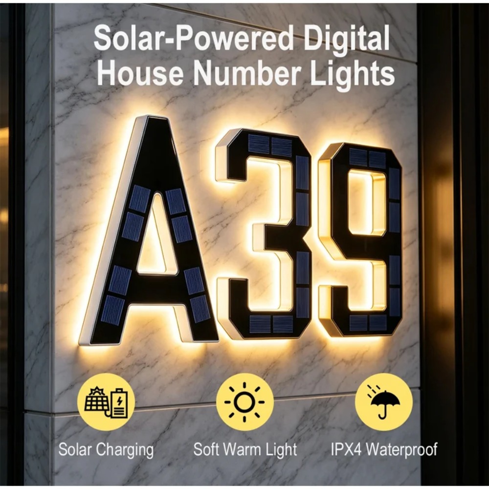 Solar LED House Number Sign Wa - Outdoor Lighting Front Yard 评论和价格