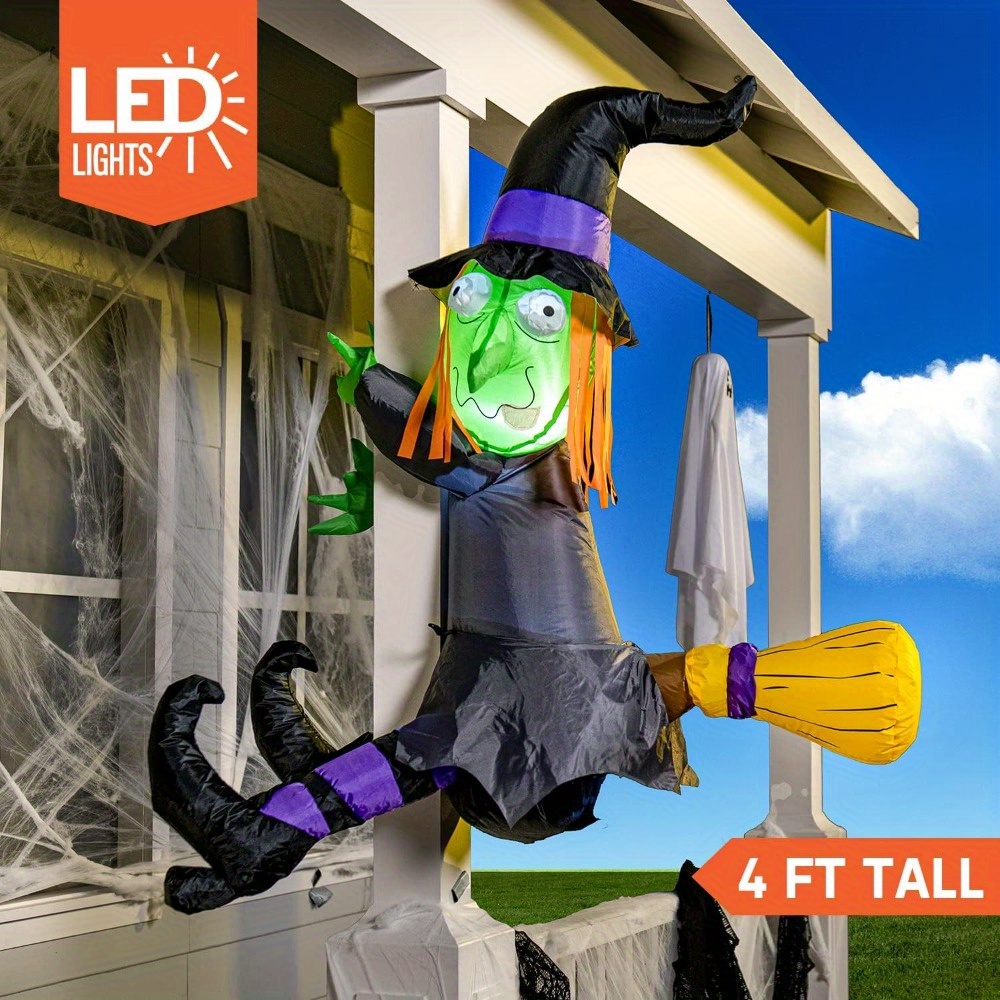 4FT Halloween Inflatable Witch - Outdoor Lighting Effects 评论和价格