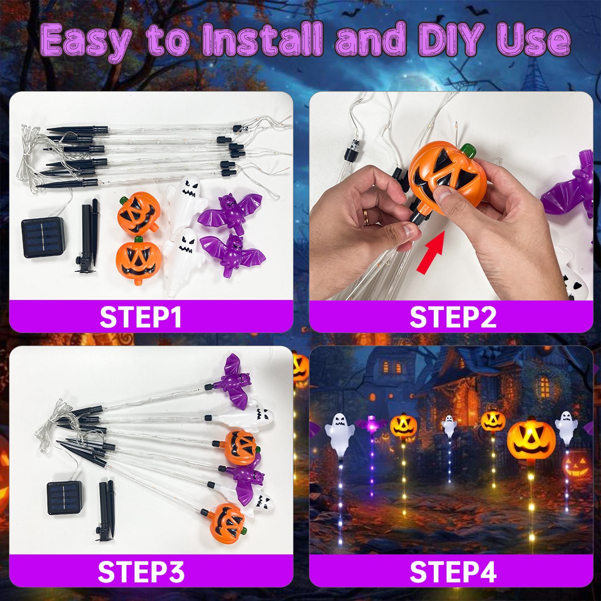 1 Set 6pcs Halloween Solar Pum - Outdoor Lighting Front Yard 评论和价格