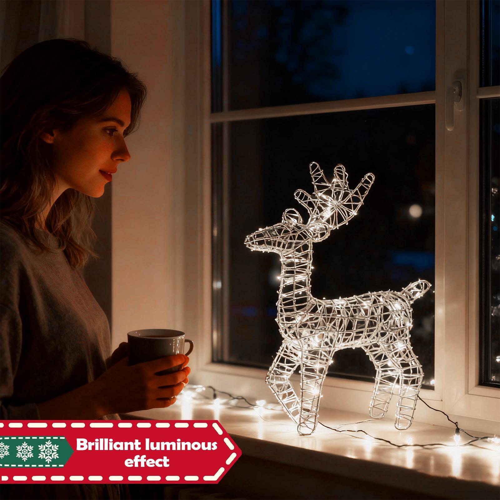 Lighted Christmas Deer Glitter - Outdoor Lighting Front Yard 评论和价格