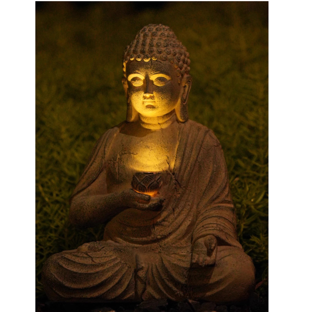 Resin Solar Buddha Statue Scul - Outdoor Lighting Front Yard 评论和价格