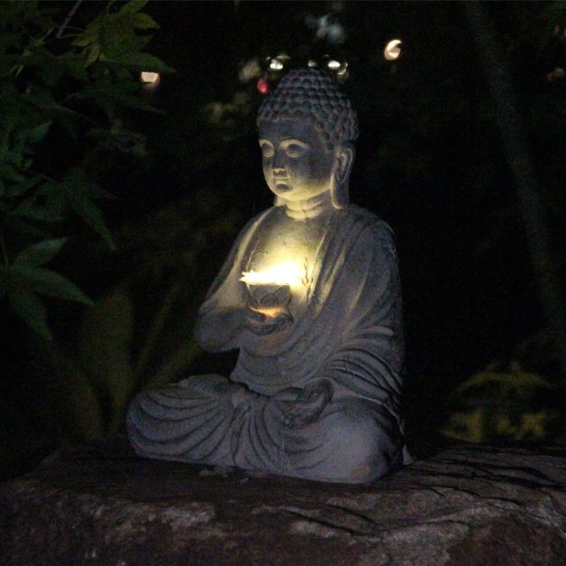 Resin Solar Buddha Statue Scul - Outdoor Lighting Front Yard 评论和价格