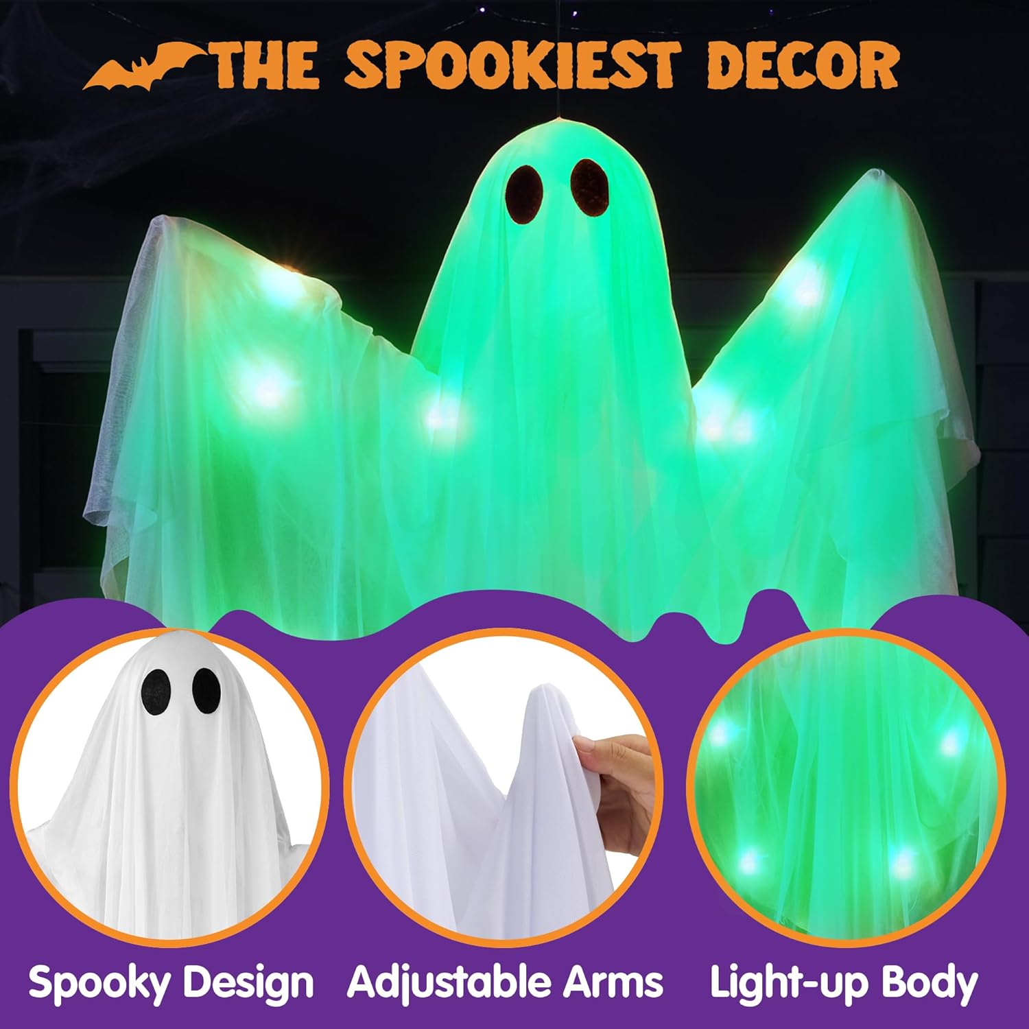 Halloween Hanging Light up Gho - Outdoor Lighting Front Yard 评论和价格