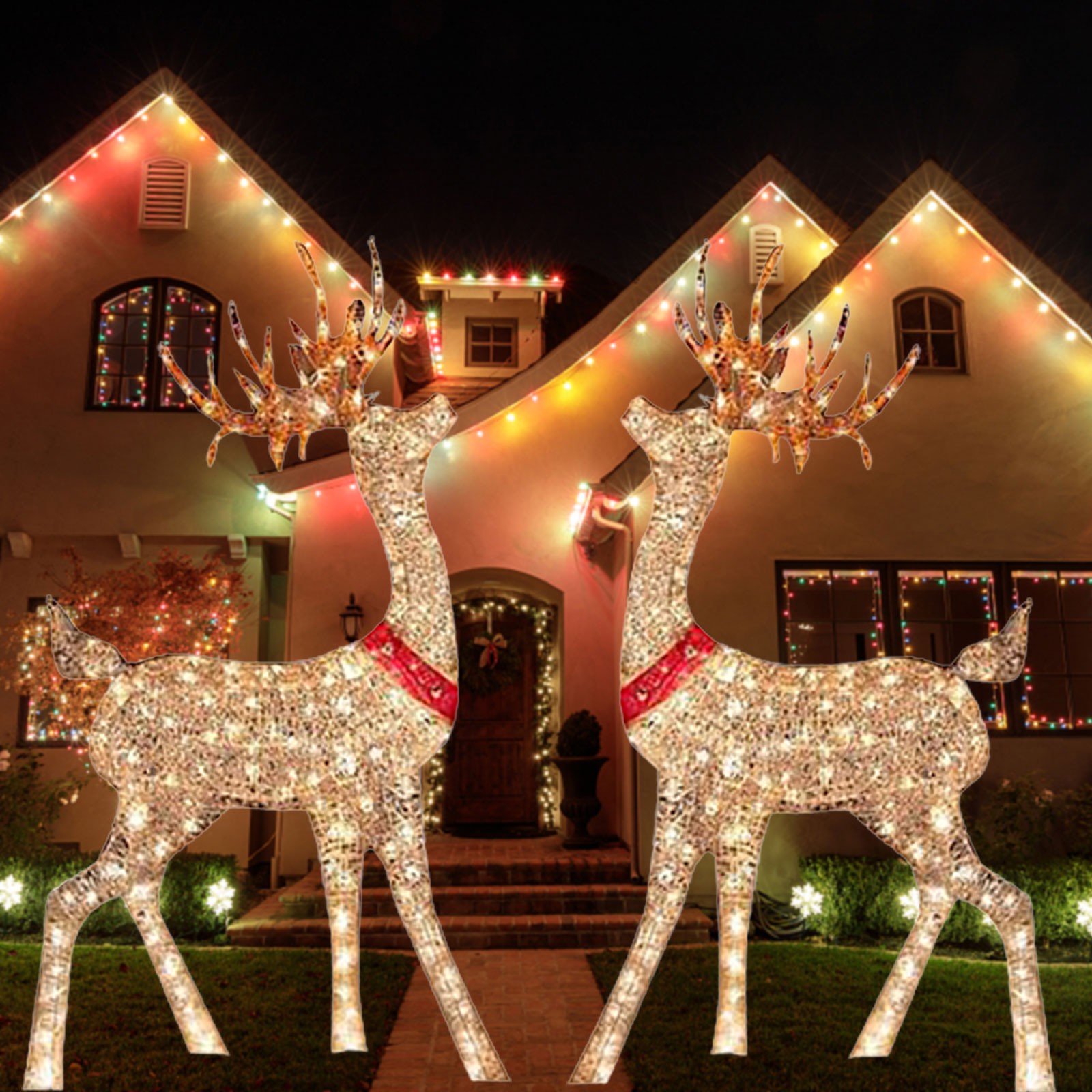 Lighted Christmas Decoration D - Outdoor Lighting Front Yard 评论和价格