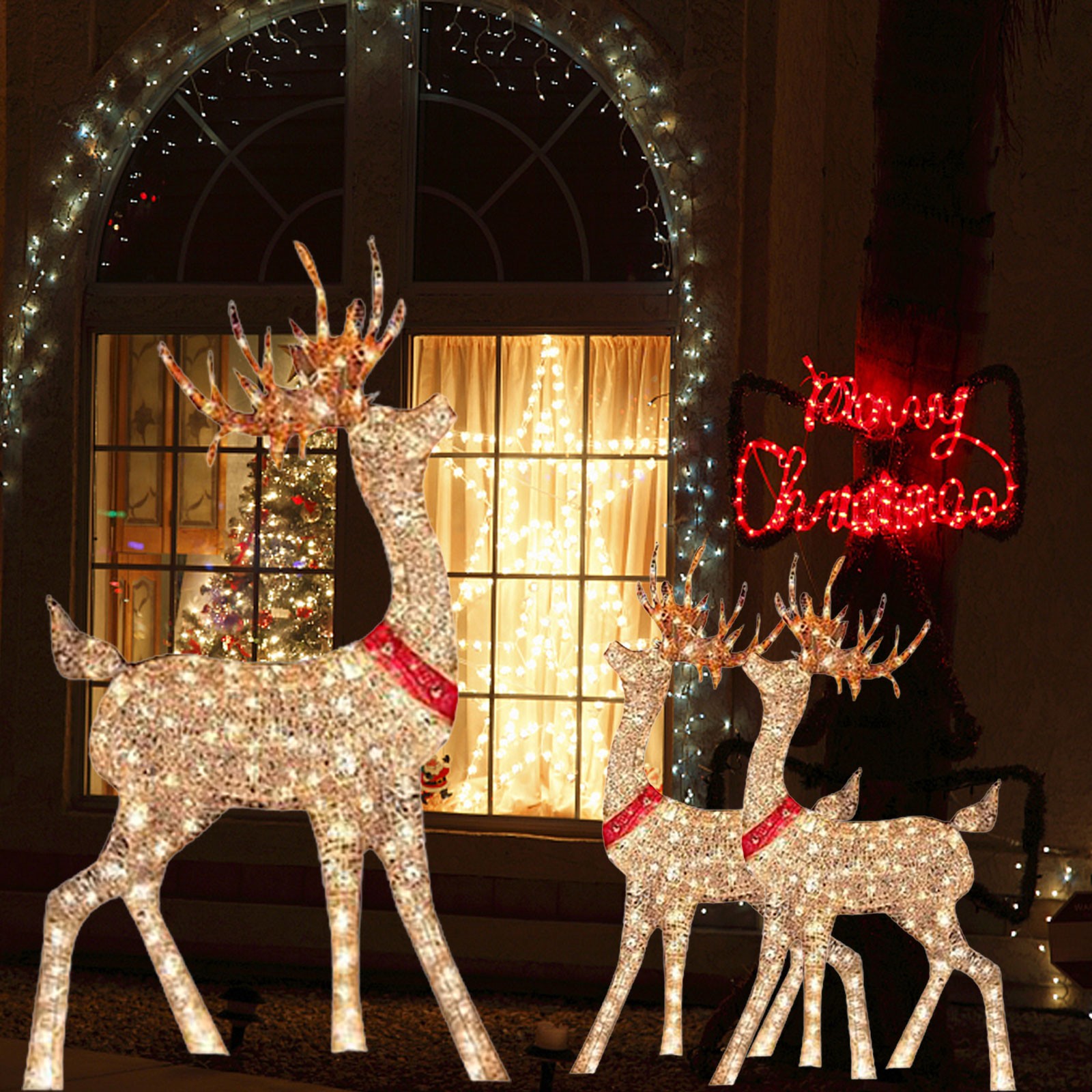 Lighted Christmas Decoration D - Outdoor Lighting Front Yard 评论和价格