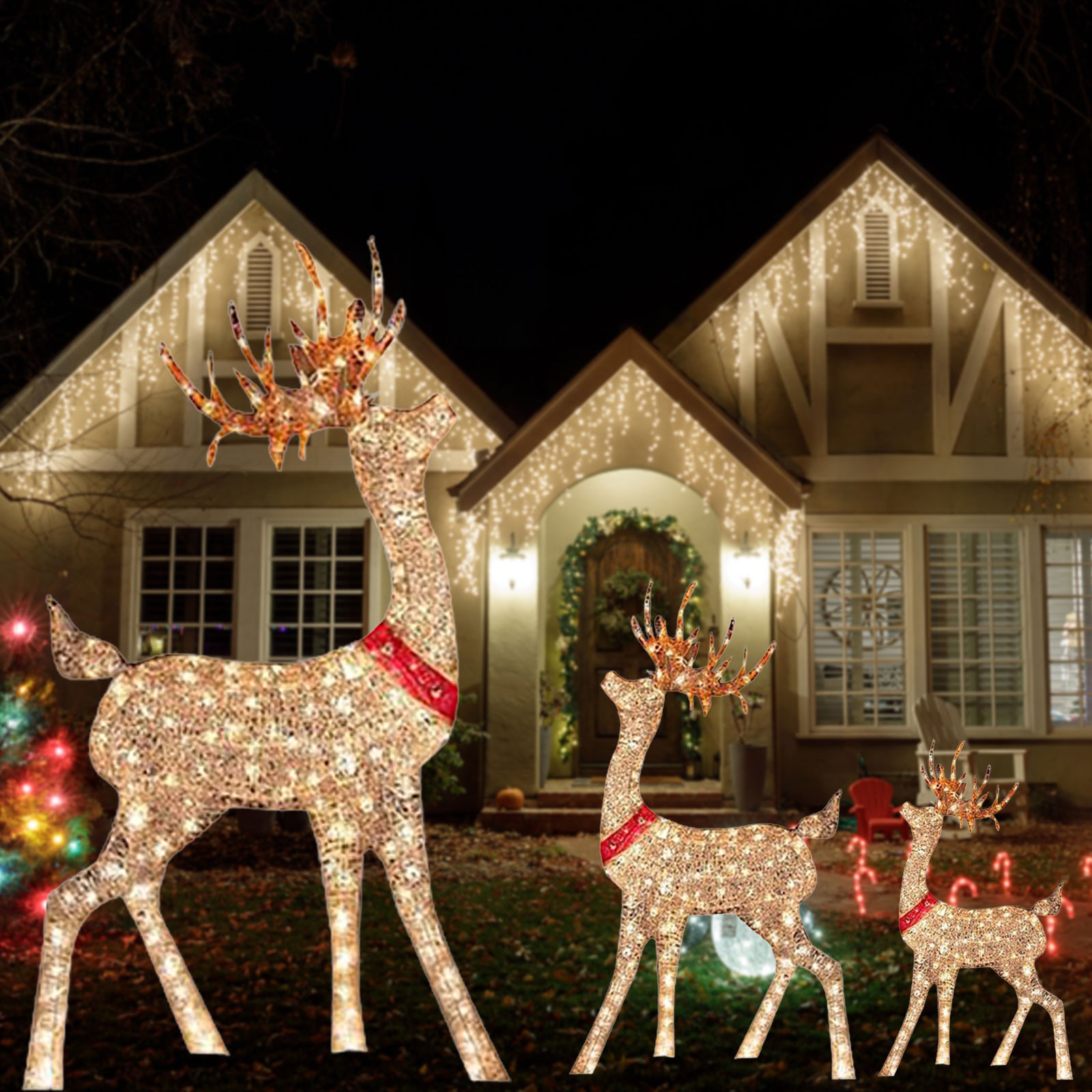 Lighted Christmas Decoration D - Outdoor Lighting Front Yard 评论和价格